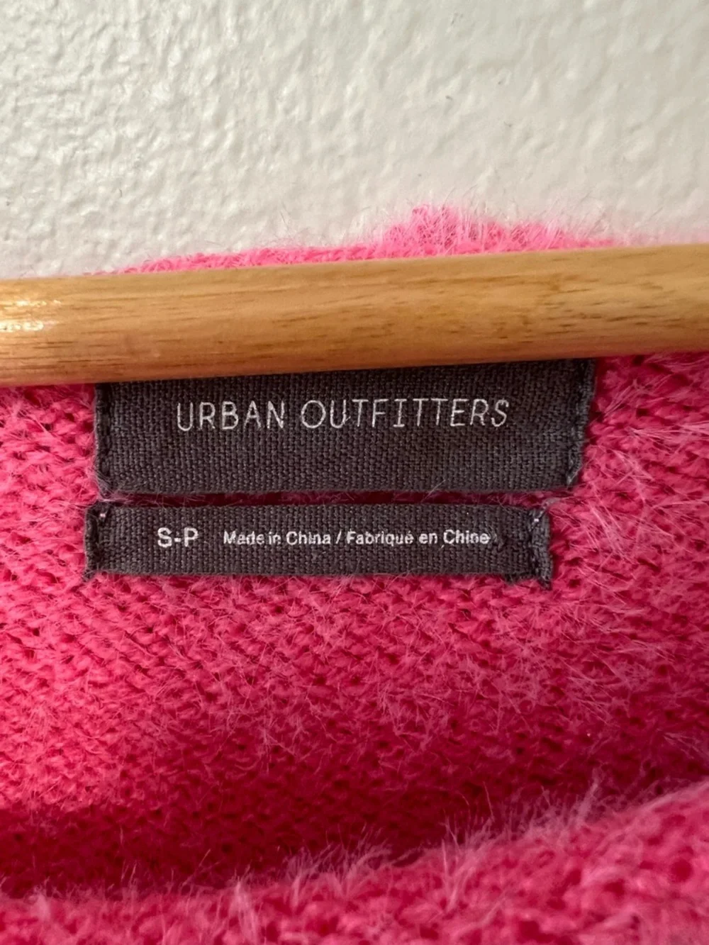 Urban Outfitters Fuzzy Pink Cropped Sweater Coquette Fairycore Raw Hem